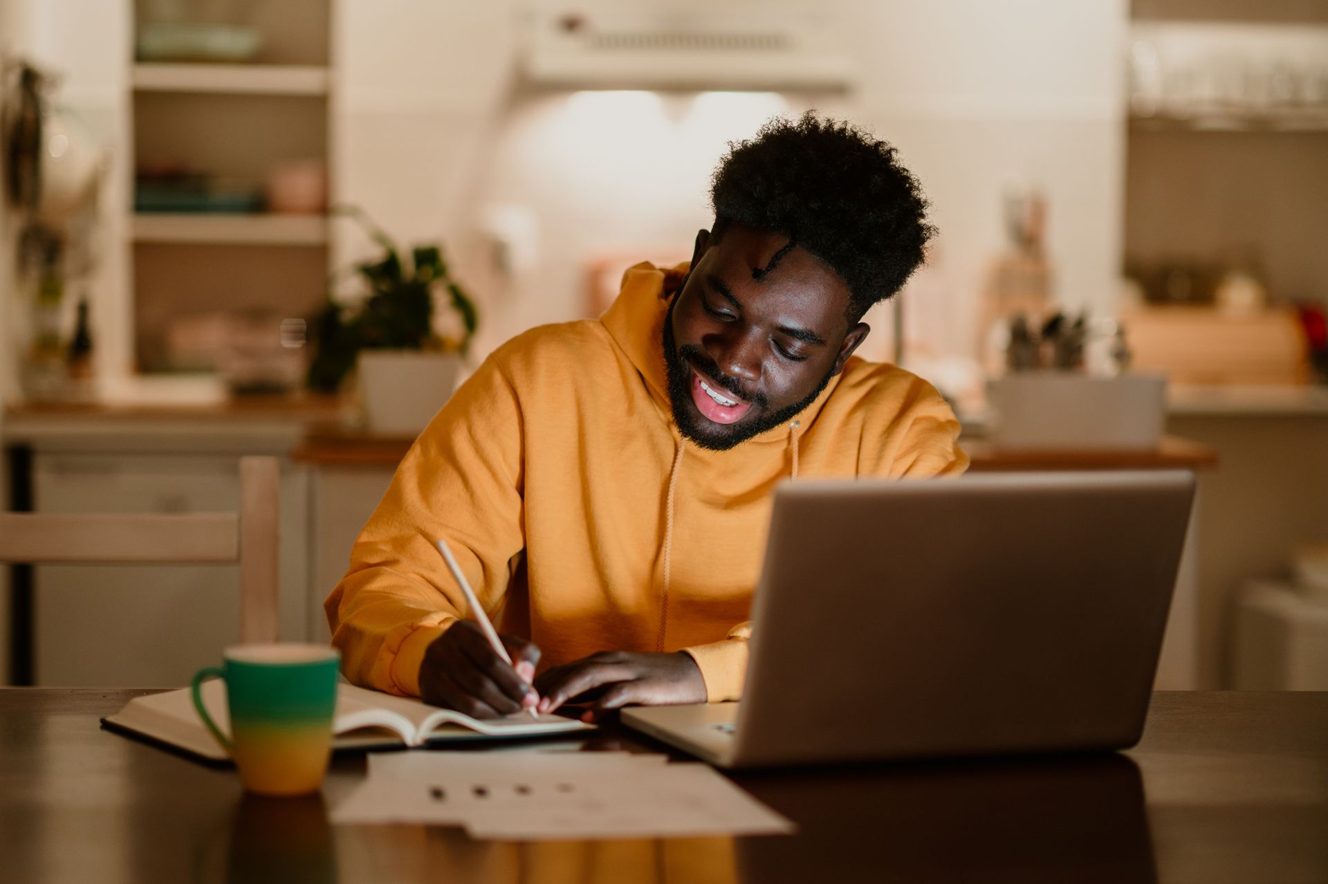 A healthcare professional completing an online course at home
